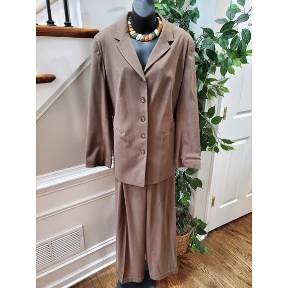 Paradox Women's Brown Polyester Single Breasted Jacket & Pant 2 Pc Suit Size 16 - Picture 1 of 11